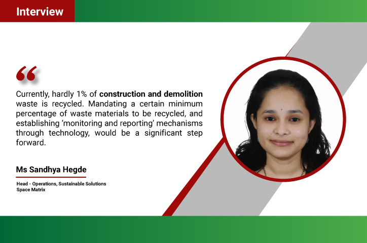“Mandating a minimum percentage of waste materials to be recycled would be a significant step forward”: Sandhya Hegde, Space Matrix